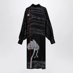Ferragamo Black silk satin midi dress