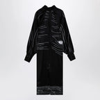 Ferragamo Black silk satin midi dress