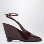 Ferragamo Peep Toe Wedge Sandals in Bordeaux
