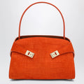 Ferragamo Orange Hug Soft M top-handle bag with crocodile effect