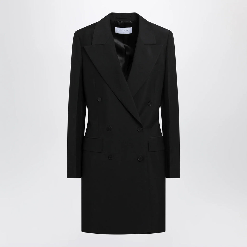 Ferragamo Black double-breasted wool-blend suit