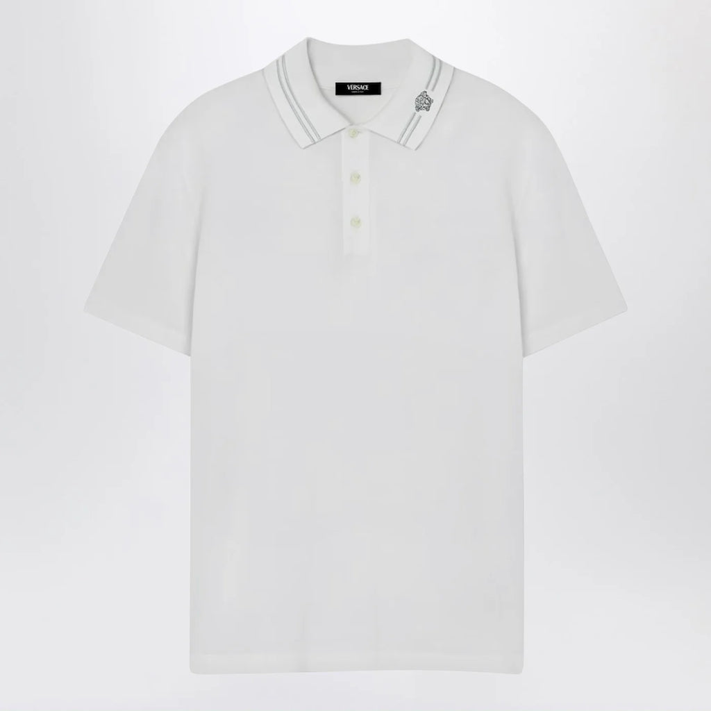 Versace White polo shirt with Medusa embroidery