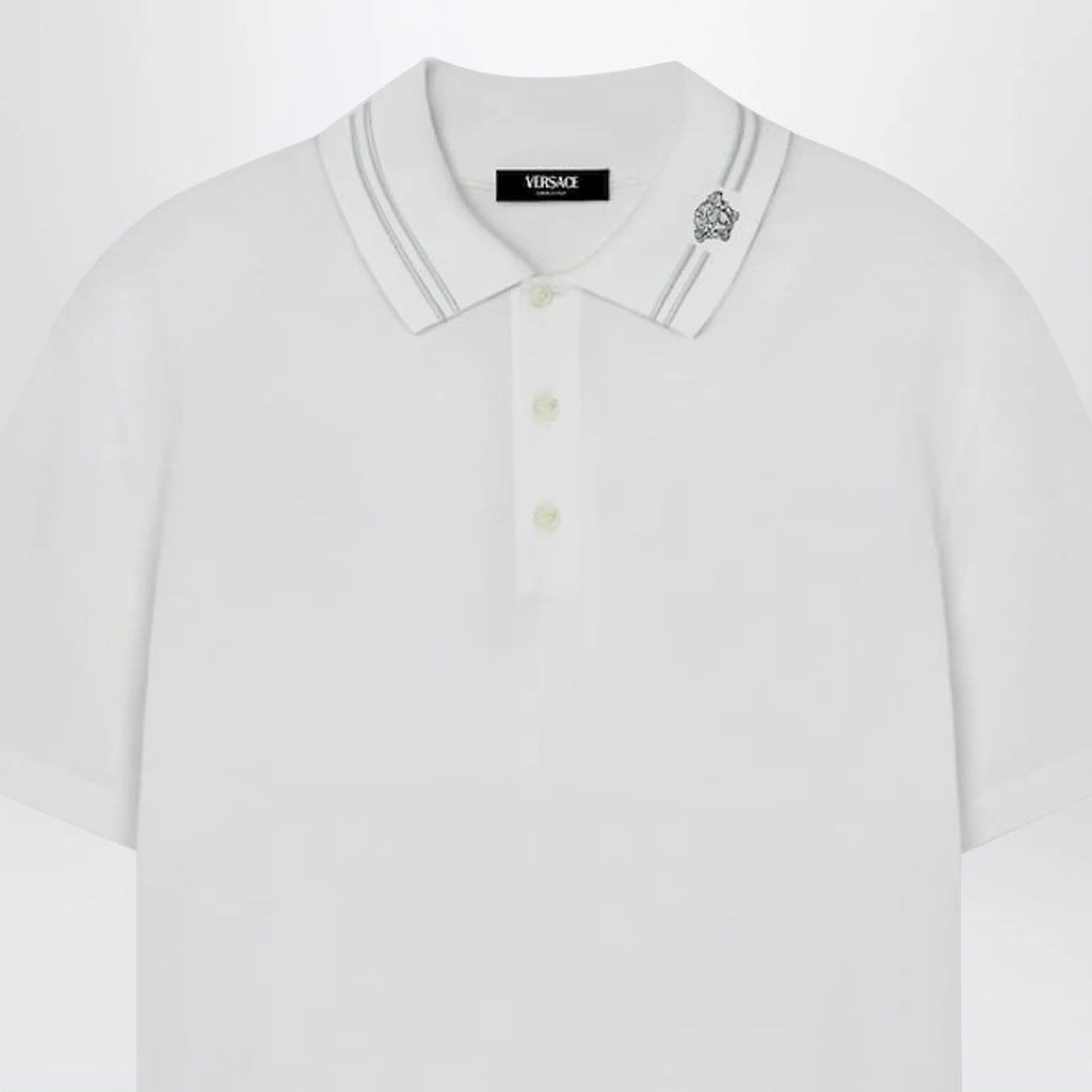 Versace White polo shirt with Medusa embroidery