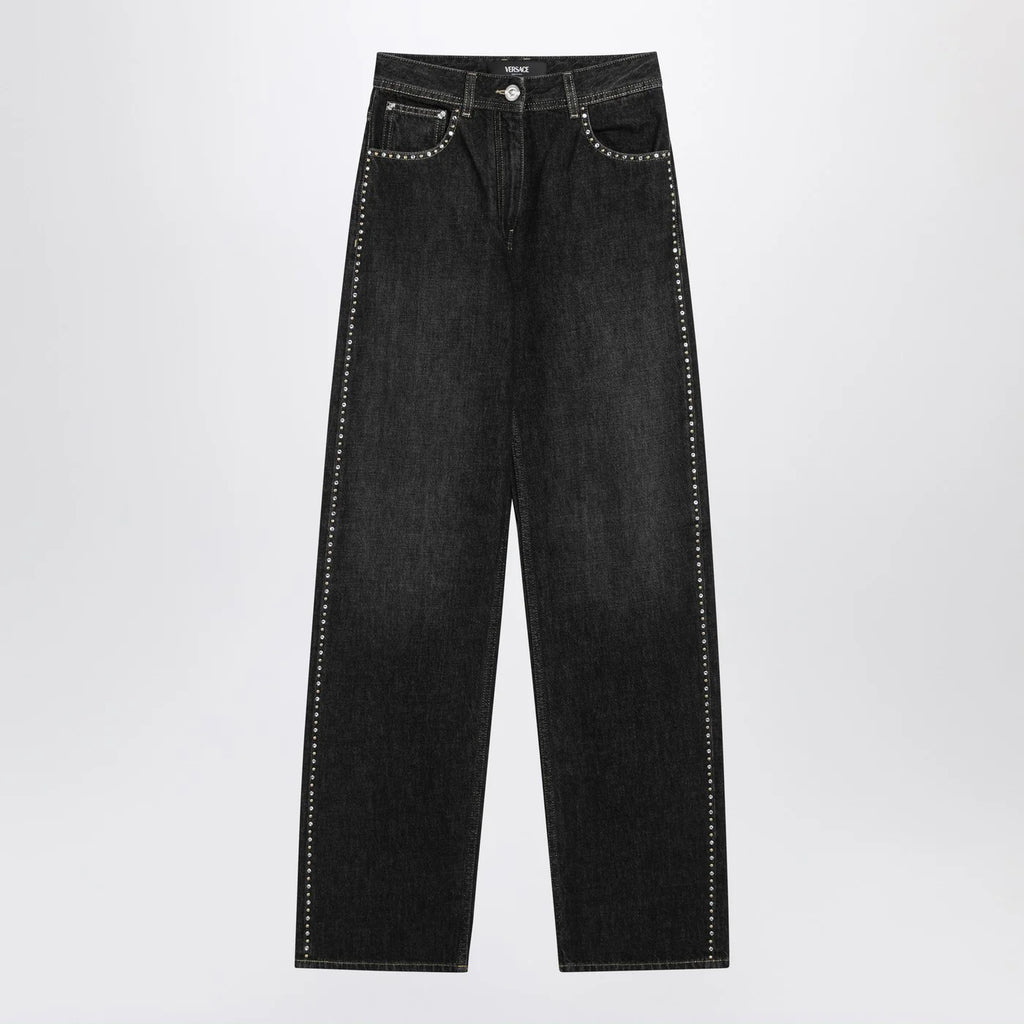 Versace Black jeans with studs and crystals