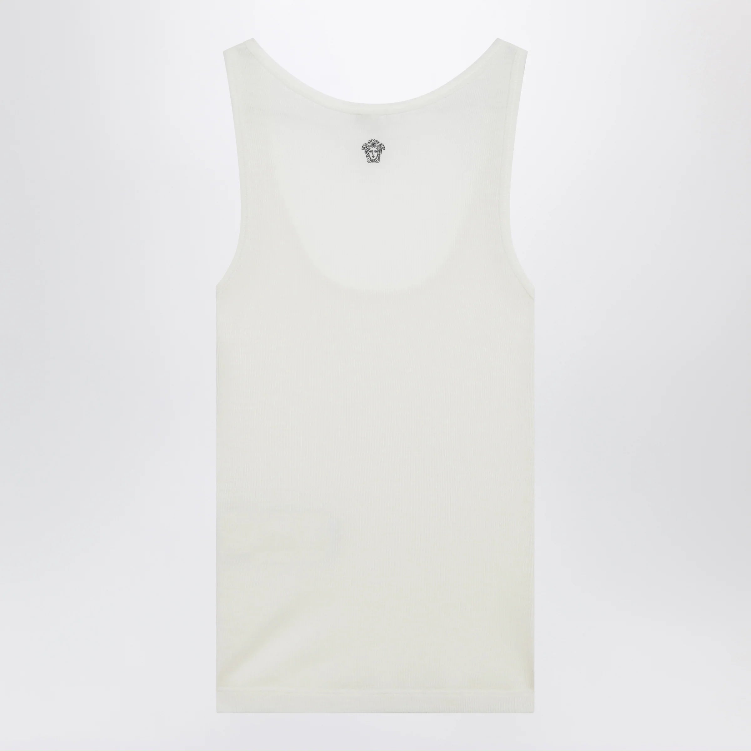 Versace Cream wool tank top with logo embroidery