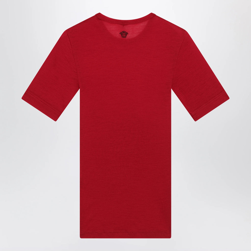 Versace Red wool T-shirt with embroidered logo
