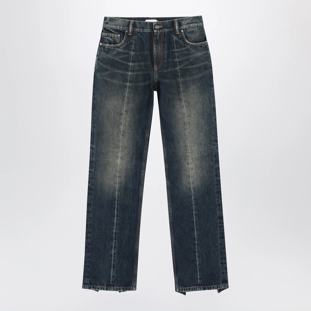 Versace Washed regular-fit cotton jeans in dark blue denim