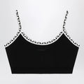 Versace Black viscose-blend cropped top with jacquard details