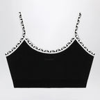 Versace Black viscose-blend cropped top with jacquard details