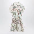 Versace Printed silk twill mini shirt dress in ivory
