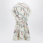 Versace Printed silk twill mini shirt dress in ivory