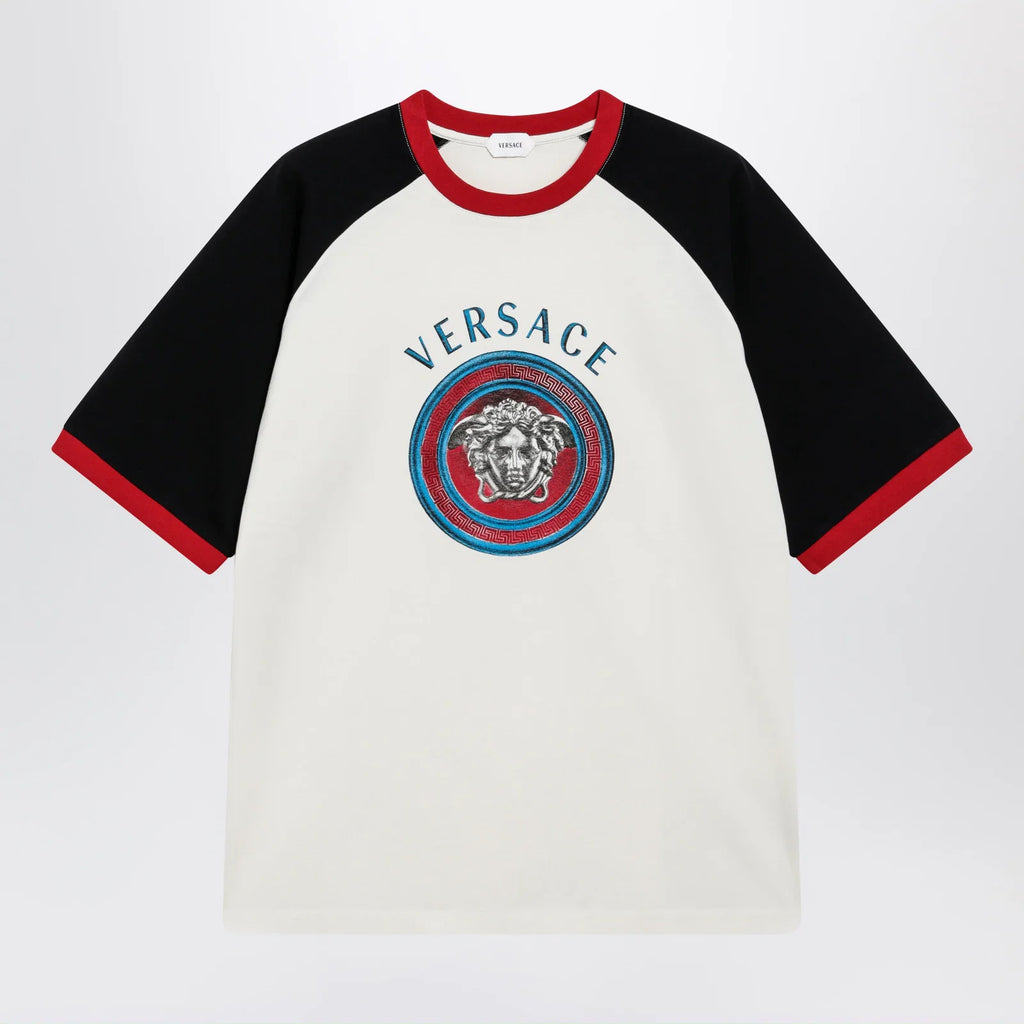 Versace White/black cotton T-shirt with Medusa print