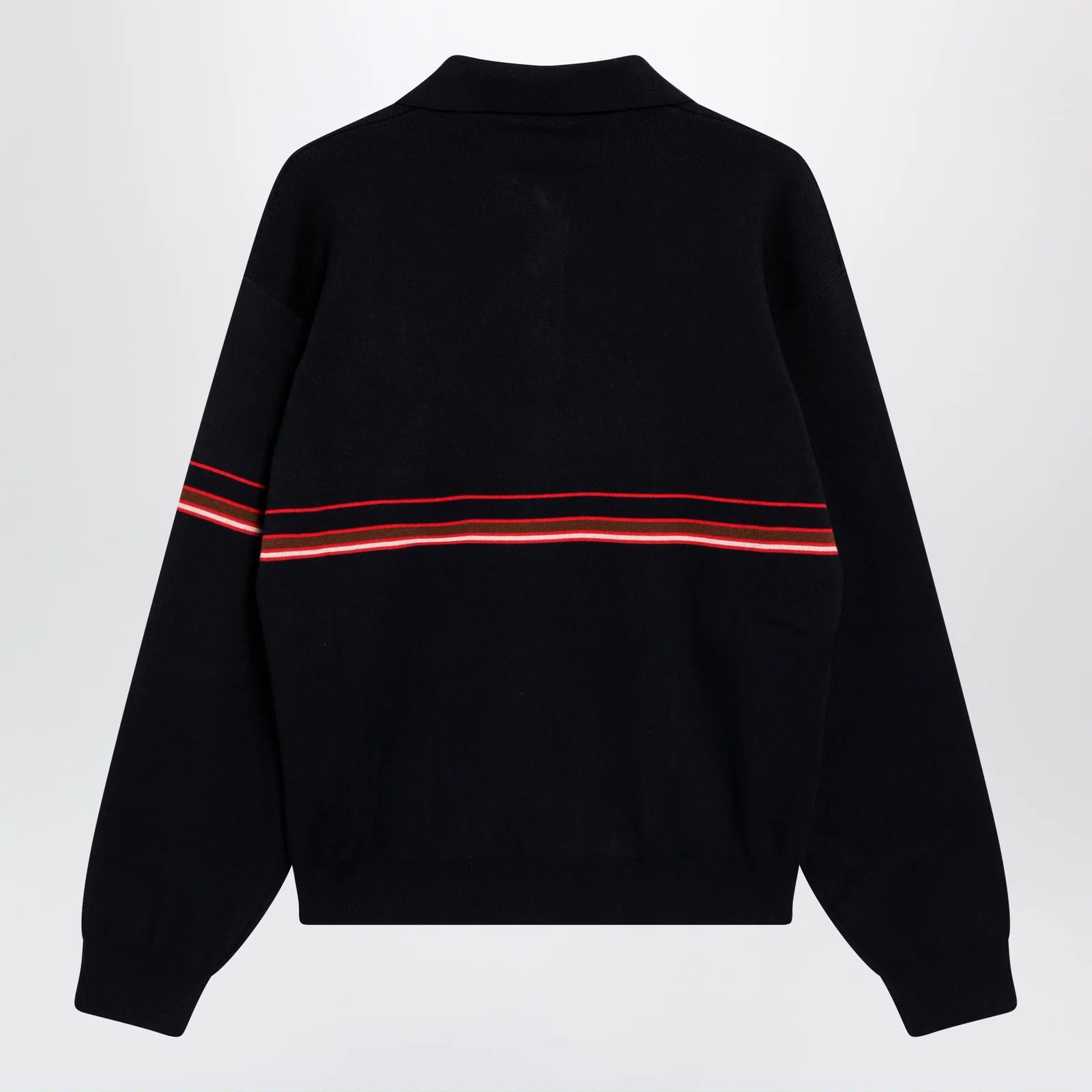 Versace Navy blue cotton knit polo shirt with embroidered logo