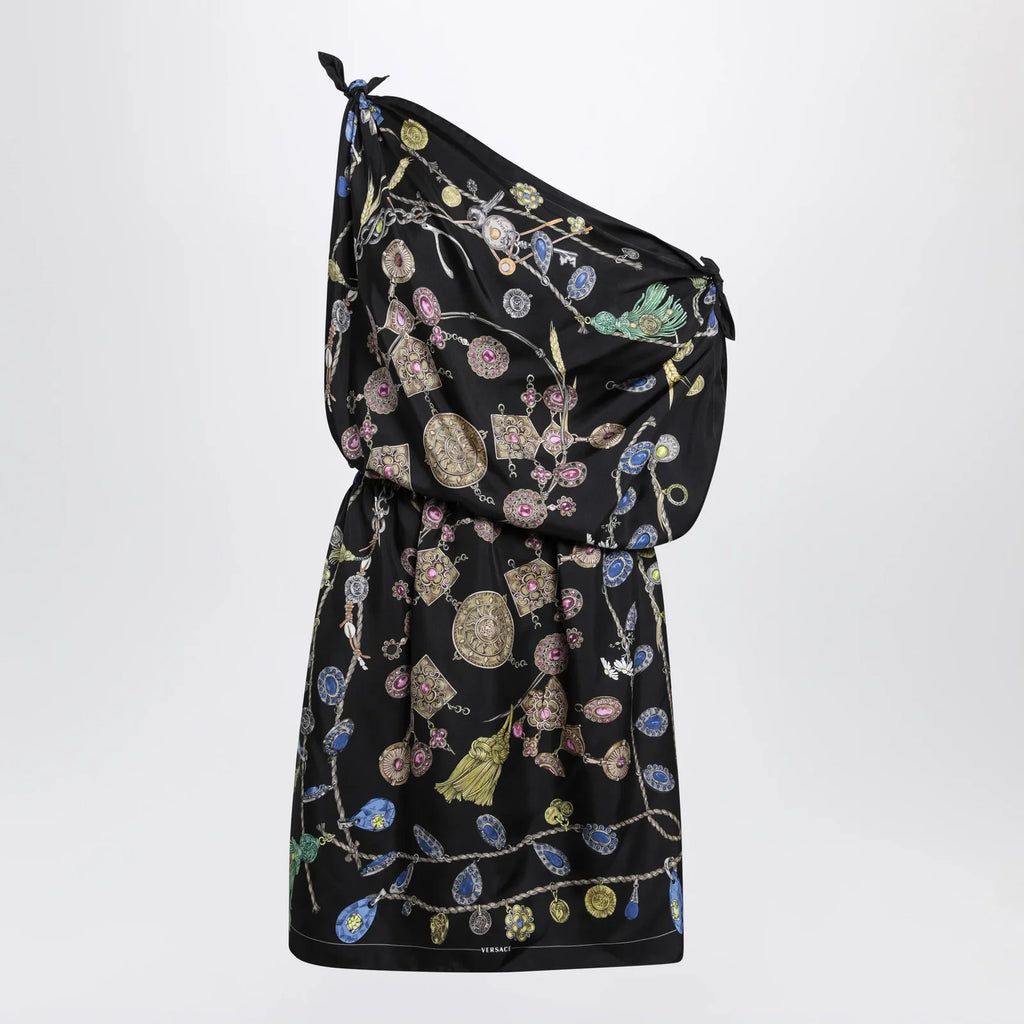 Versace Black Printed Silk Twill Dress