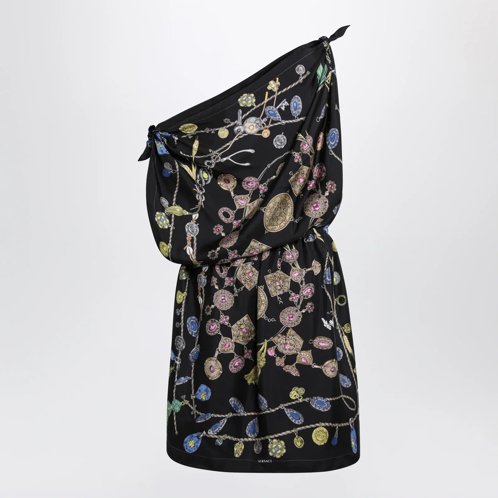 Versace Black Printed Silk Twill Dress