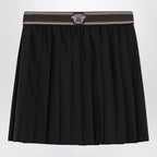 Versace Black Wool and Mohair Pleated Mini Skirt