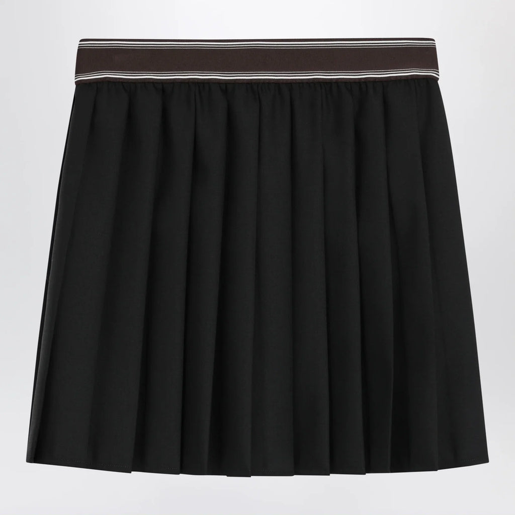 Versace Black Wool and Mohair Pleated Mini Skirt