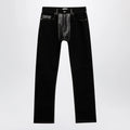 Versace Straight-leg denim and leather jeans in black
