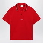 Versace Lipstick red cotton piqué polo with embroidered logo