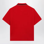 Versace Lipstick red cotton piqué polo with embroidered logo