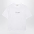 Versace Slim cotton jersey T-shirt with embroidered logo, white