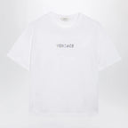 Versace Slim cotton jersey T-shirt with embroidered logo, white