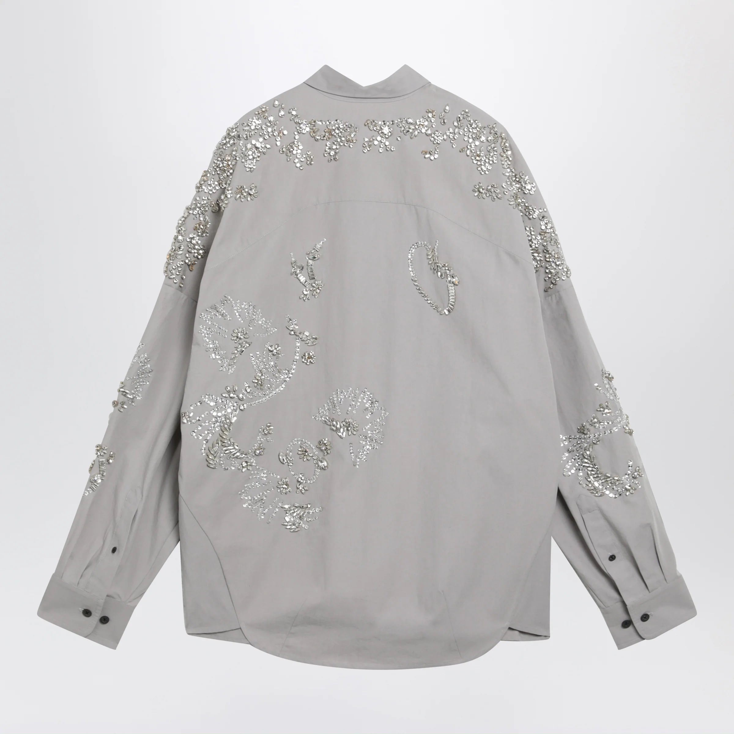 Dries Van Noten Grey shirt with sequin embroidery