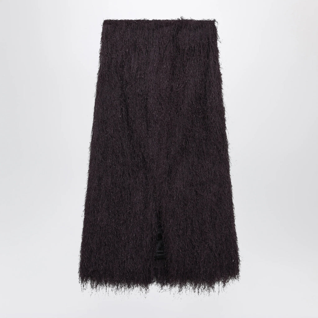 Dries Van Noten Dark purple midi skirt with fringes