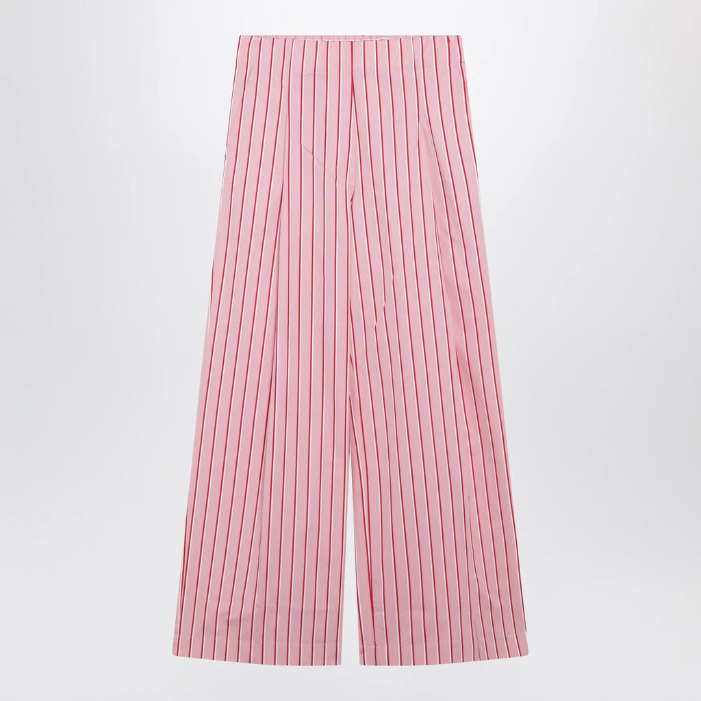 Dries Van Noten Wide pink striped trousers
