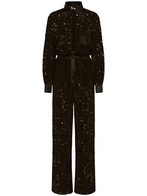 Dolce & Gabbana lace-trim long-sleeve jumpsuit