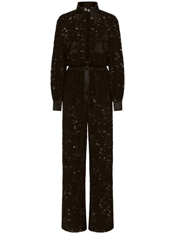 Dolce & Gabbana lace-trim long-sleeve jumpsuit