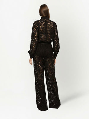 Dolce & Gabbana lace-trim long-sleeve jumpsuit