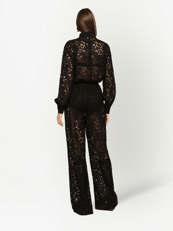 Dolce & Gabbana lace-trim long-sleeve jumpsuit