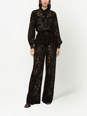 Dolce & Gabbana lace-trim long-sleeve jumpsuit