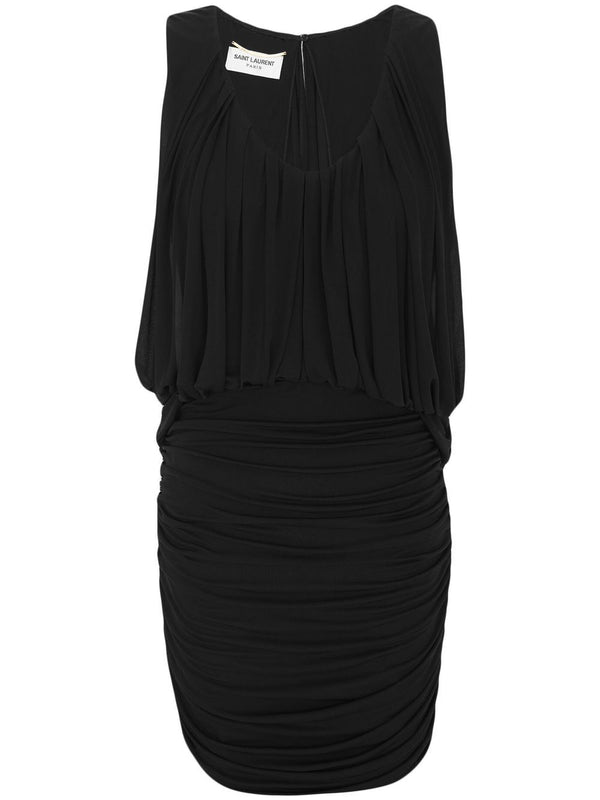 Saint Laurent Sleeveless Draped Minidress