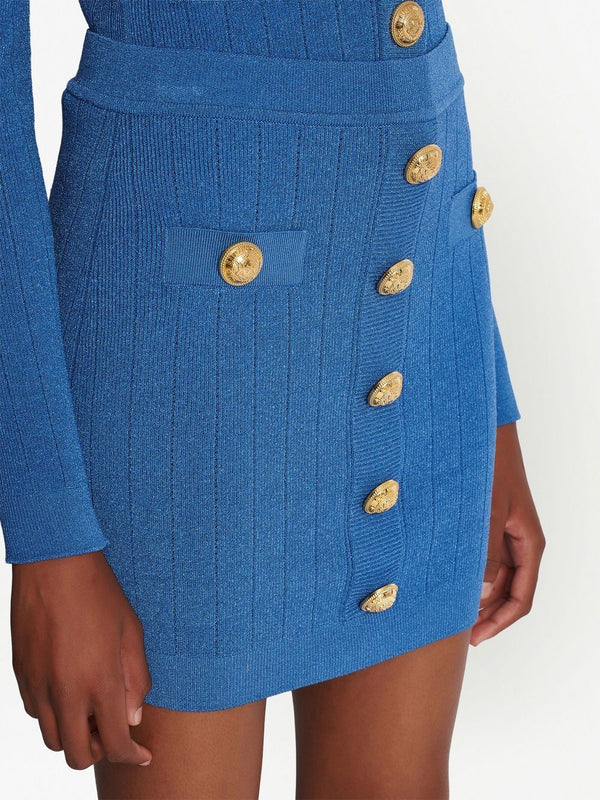 Balmain Button-detail knitted miniskirt