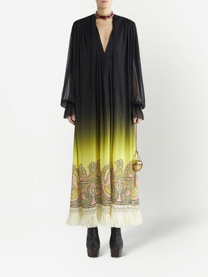 Etro Silk dress with paisley print and gradient effect