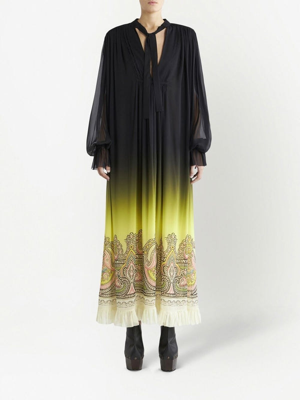 Etro Silk dress with paisley print and gradient effect