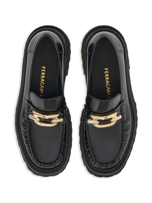 Ferragamo Gancini-buckle Leather Loafers