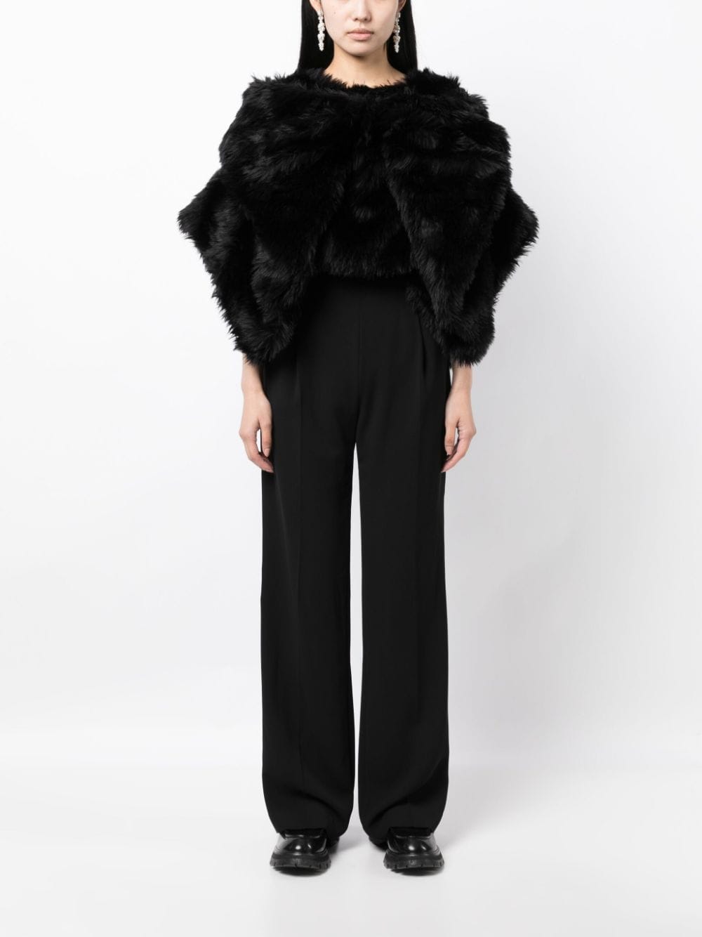 Comme Des Garcons بلوزة قصيرة بتصميم فرو