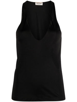 Saint Laurent plunging satin tank top