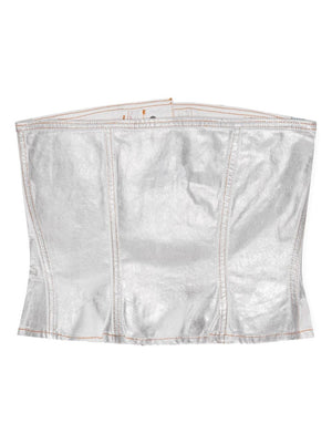 Ganni Silver Foil Denim Corsage
