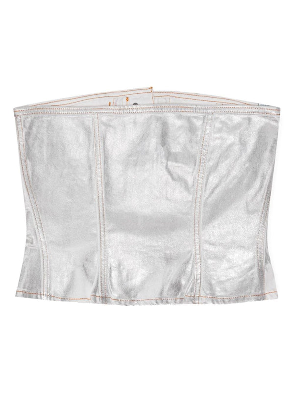 Ganni Silver Foil Denim Corsage