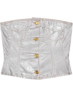 Ganni Silver Foil Denim Corsage