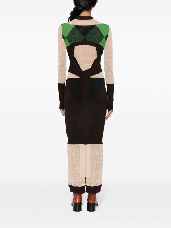 Marine Serre Regenerated lozenge-knit midi dress