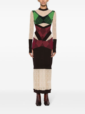 Marine Serre Regenerated lozenge-knit midi dress