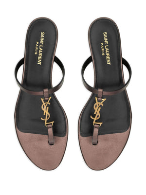 Saint Laurent Cassandre leather thong sandals