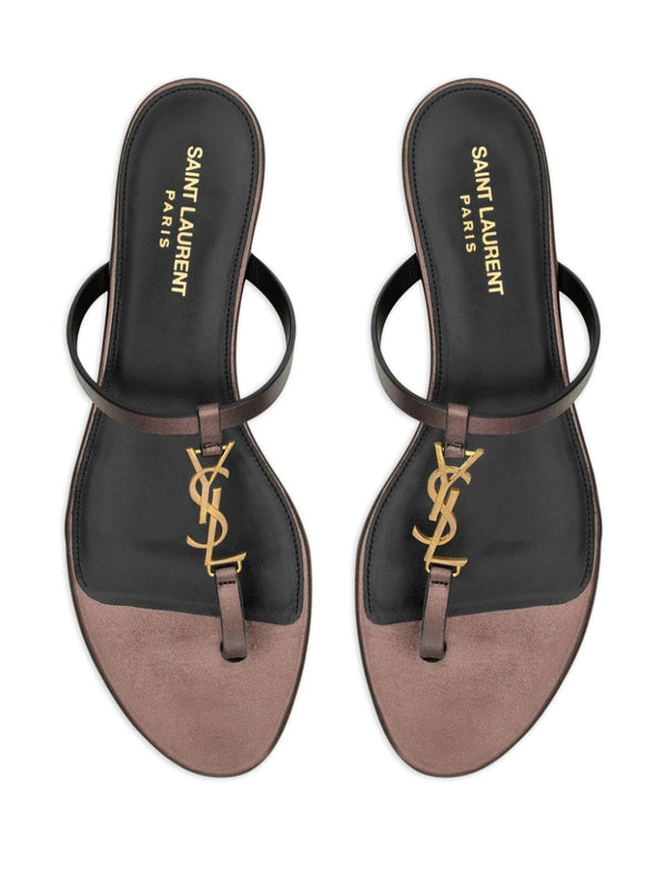 Saint Laurent Cassandre leather thong sandals