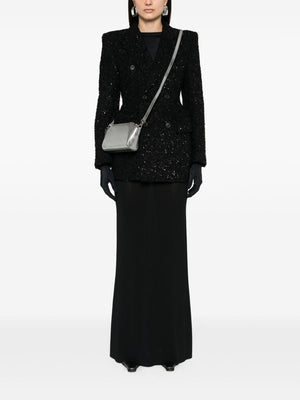 Balenciaga Hourglass tweed-texture padded-shoulder wool-blend blazer