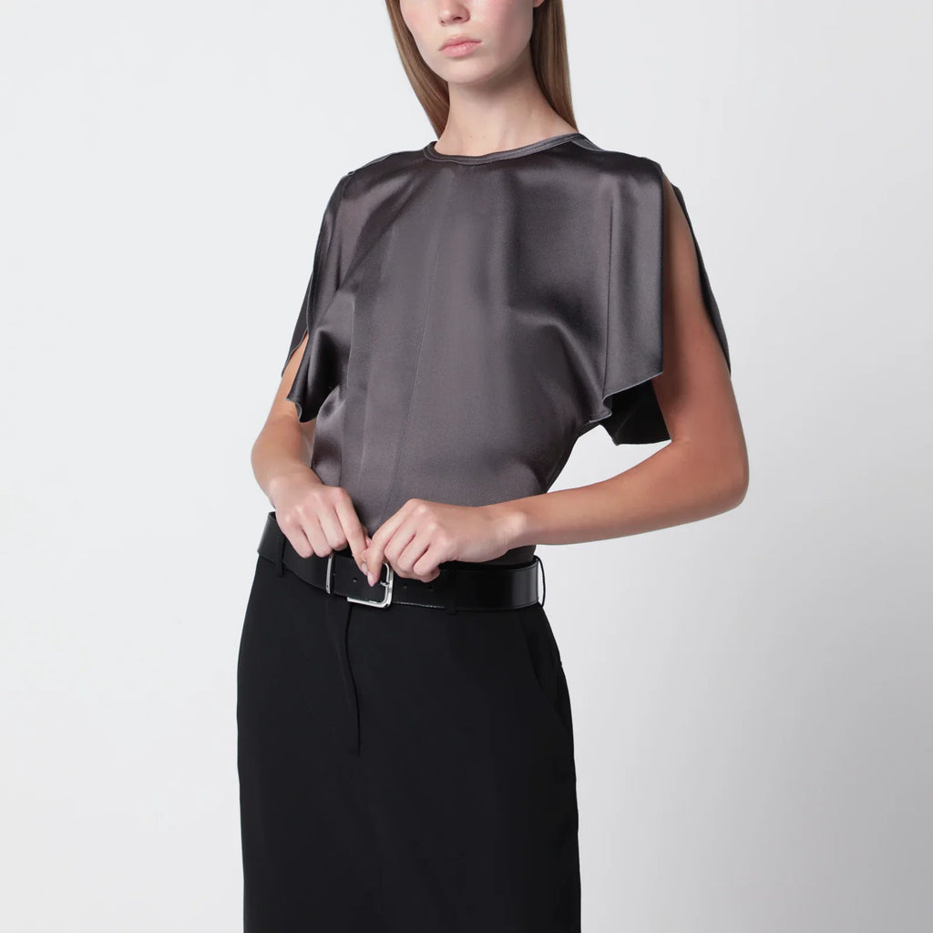 Victoria Beckham Bela satin viscose top in Ore